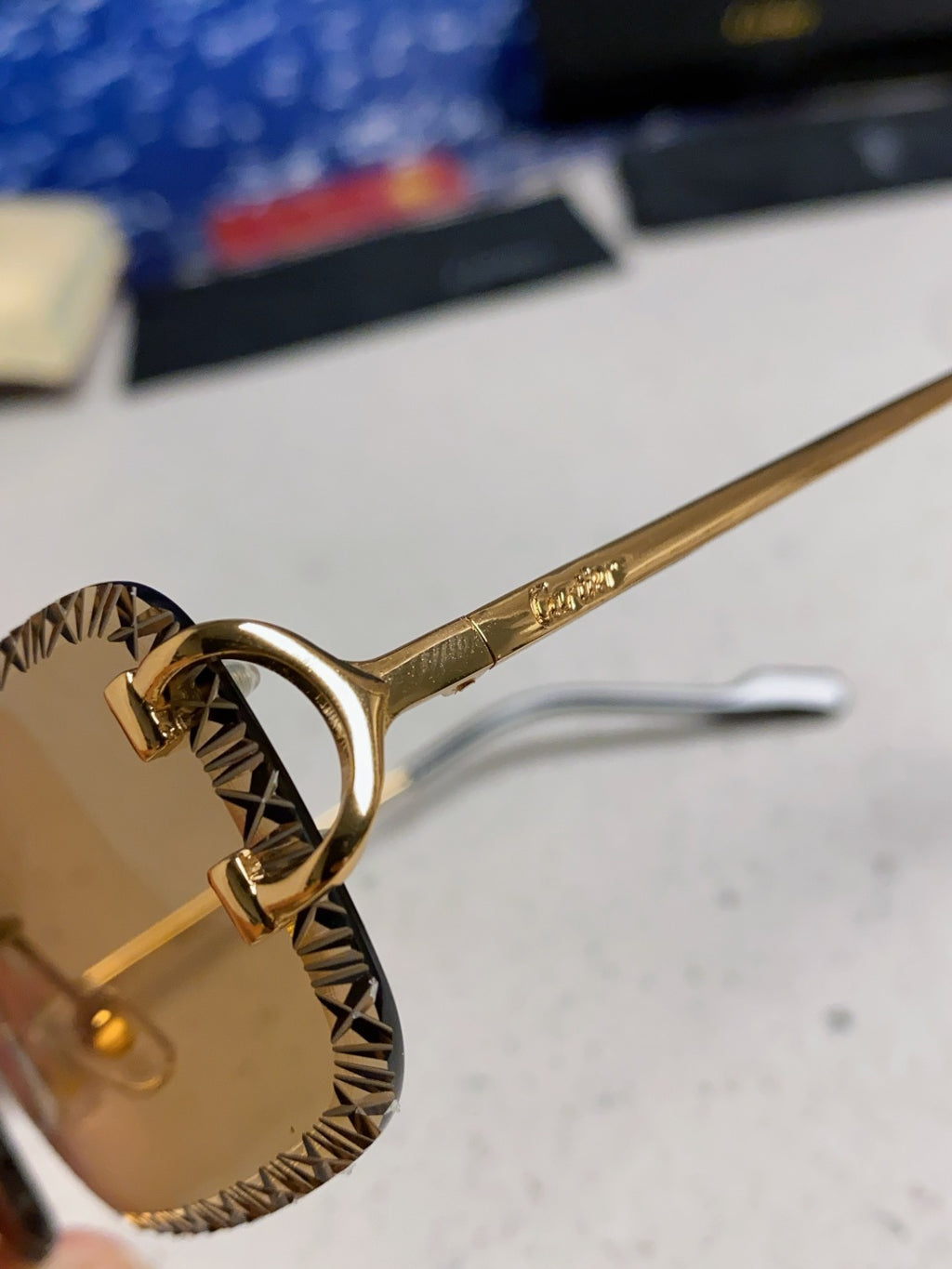 Cartier Metal Square Brown Lens Sunglasses for Men & Women - detail image 7