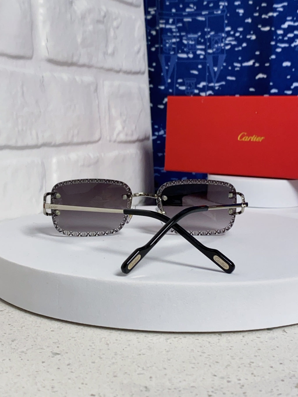 Cartier Metal Square Silver Lens Sunglasses for Men & Women - detail image 3
