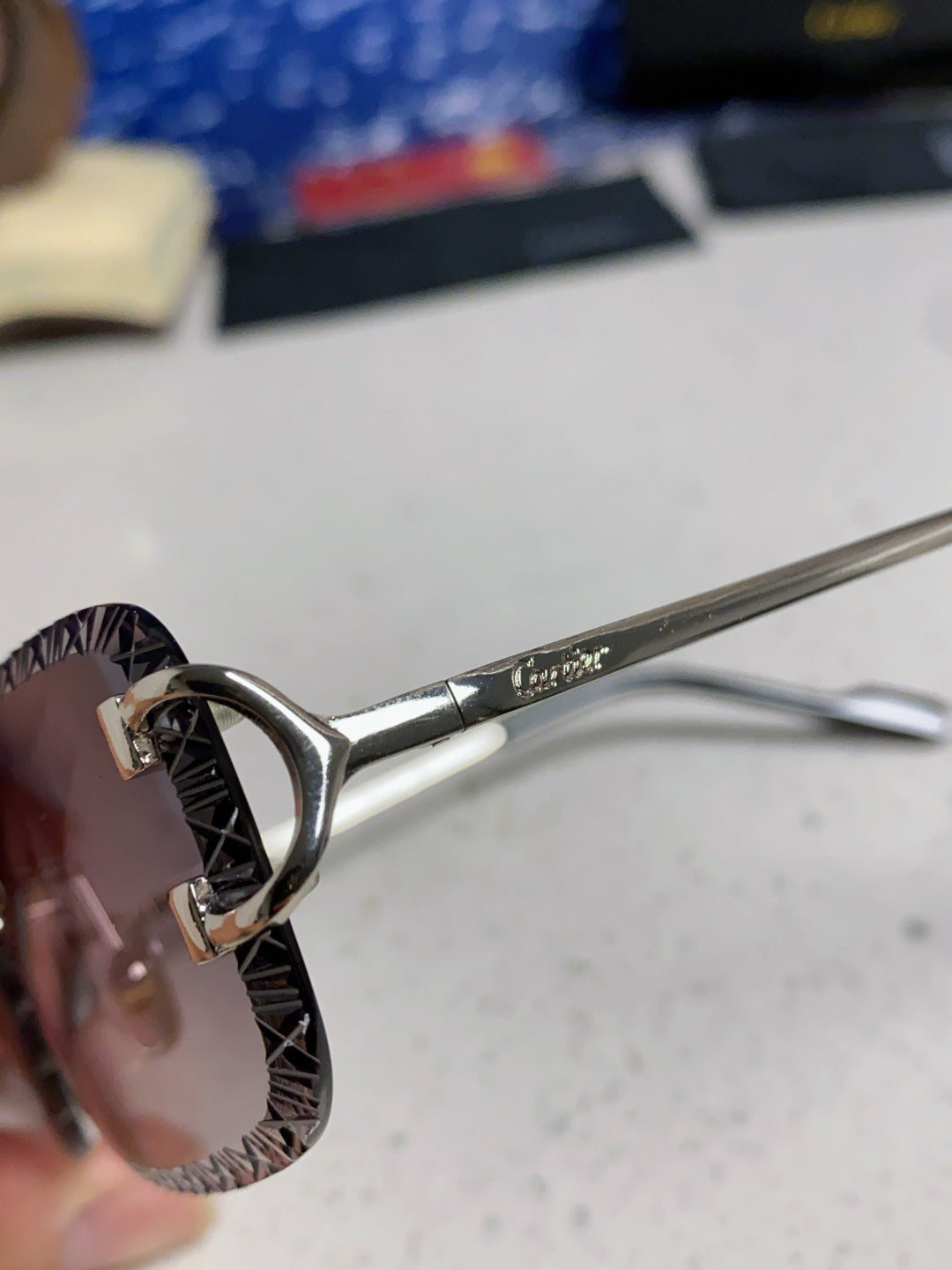 Cartier Metal Square Silver Lens Sunglasses for Men & Women - 432347 - detail image 7