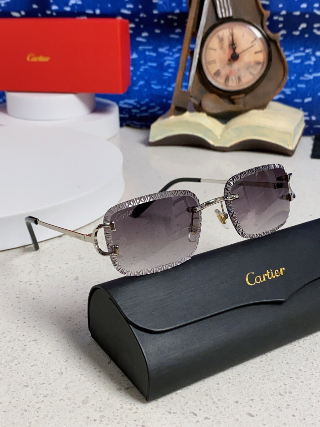 Cartier Metal Square Silver Lens Sunglasses for Men & Women - detail image 10