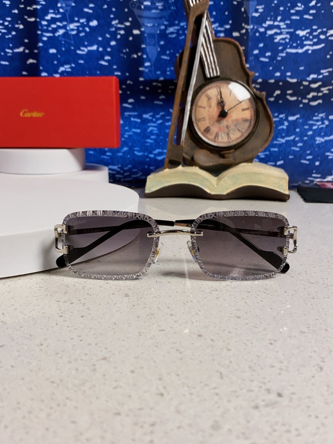 Cartier Metal Square Silver Lens Sunglasses for Men & Women - detail image 9