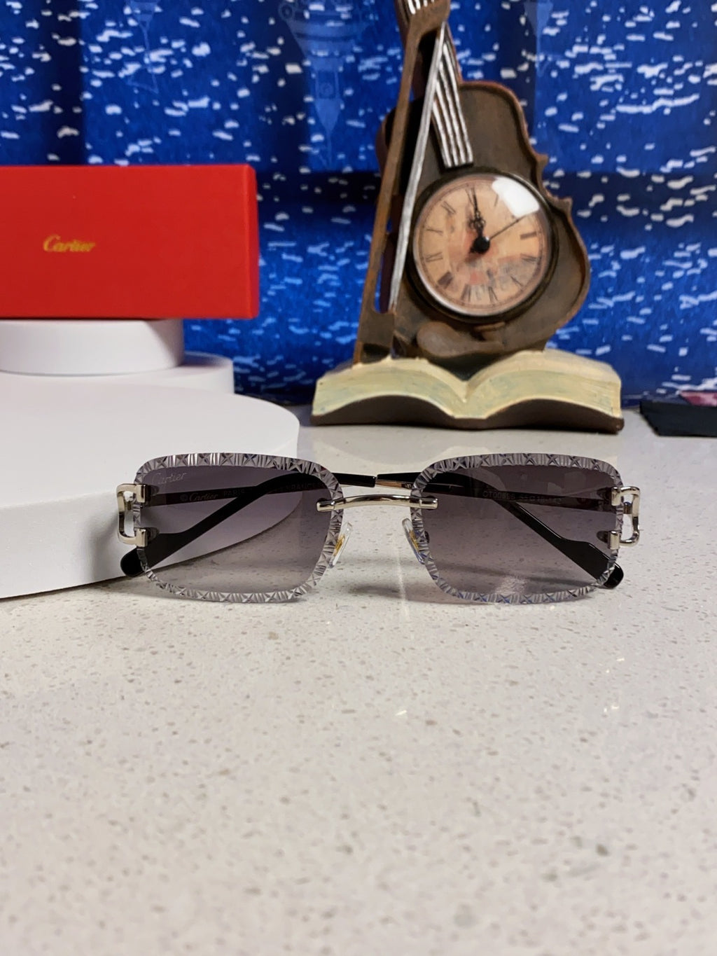Cartier Metal Square Silver Lens Sunglasses for Men & Women - 432347 - detail image 9