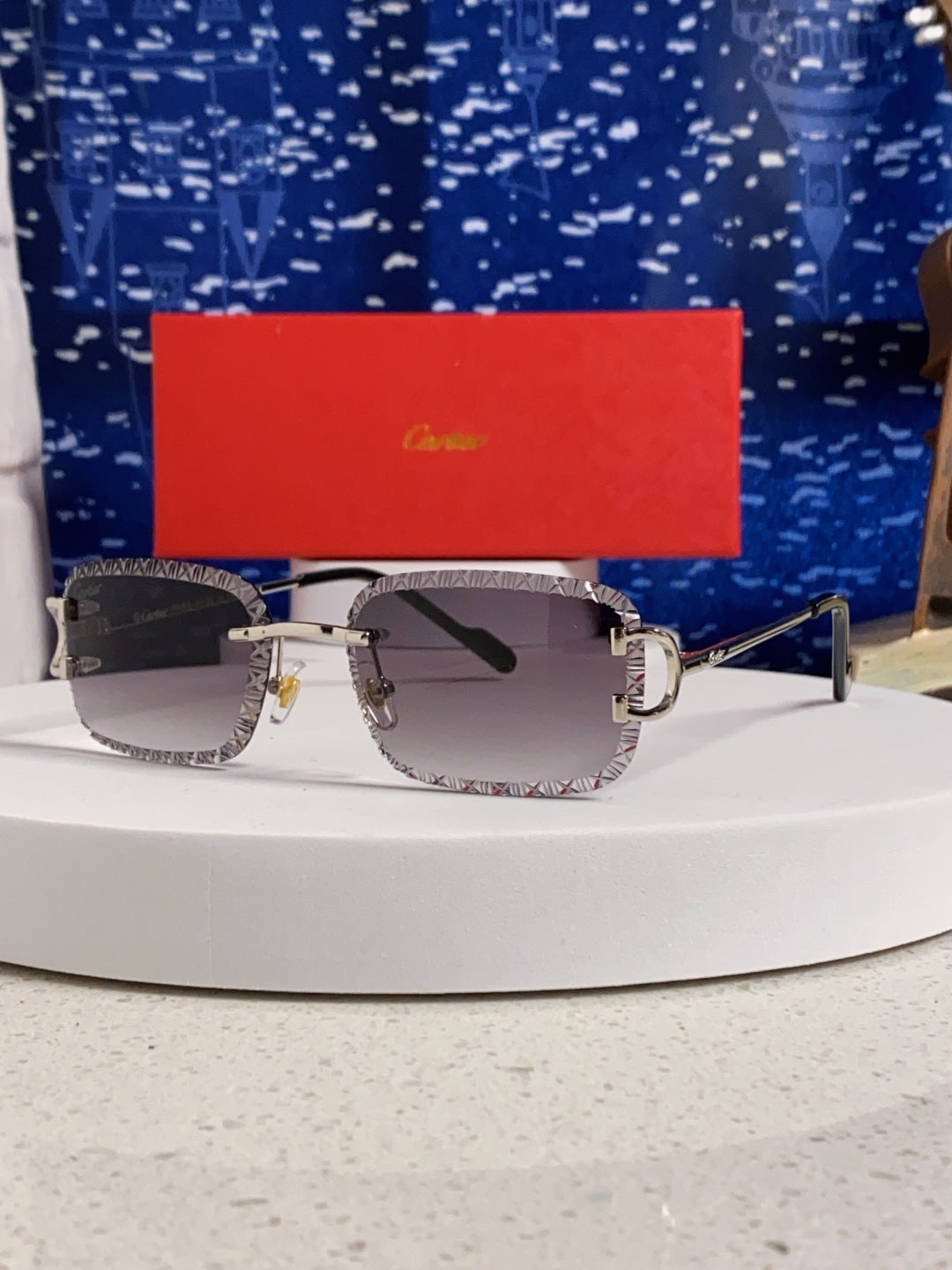 Cartier Metal Square Silver Lens Sunglasses for Men & Women - 432347