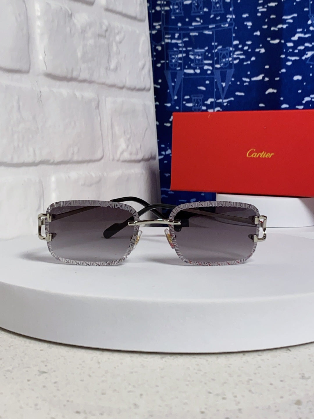 Cartier Metal Square Silver Lens Sunglasses for Men & Women - 432347 - detail image 2