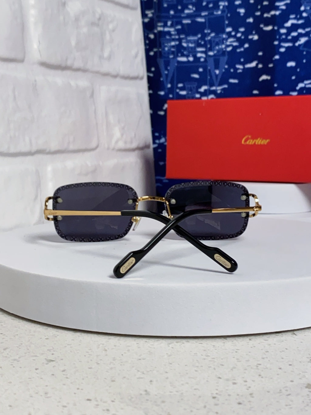 Cartier Metal Square Black Lens Sunglasses for Men & Women - 432348 - detail image 3