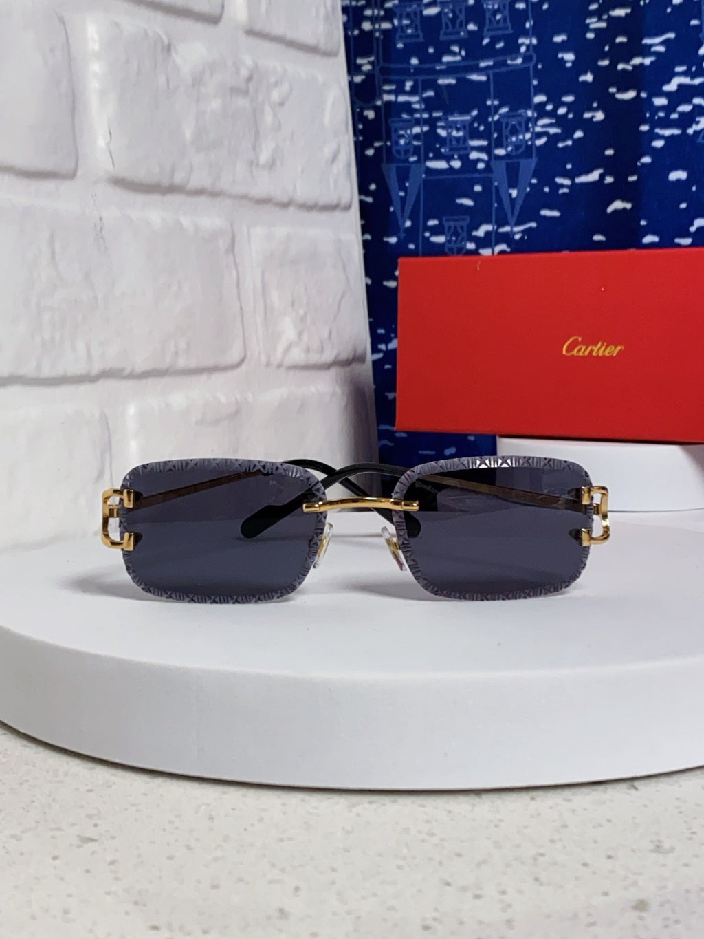 Cartier Metal Square Black Lens Sunglasses for Men & Women - detail image 2