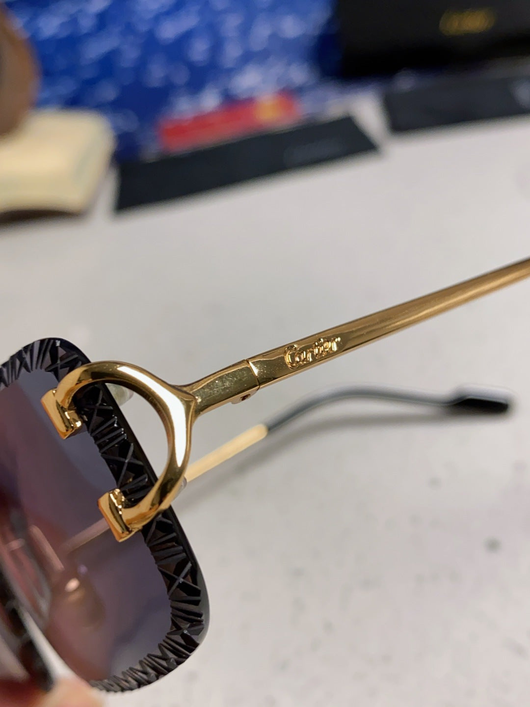 Cartier Metal Square Black Lens Sunglasses for Men & Women - 432348 - detail image 7