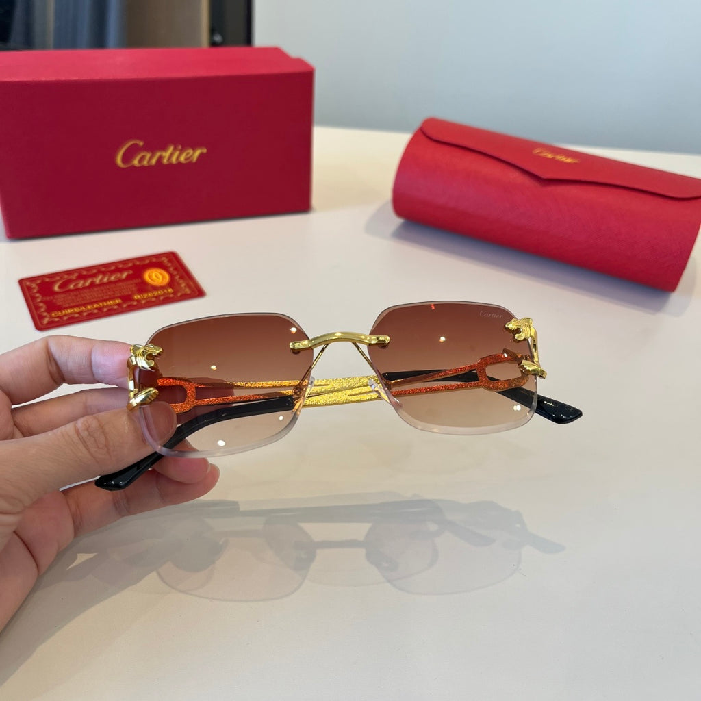 Cartier Lightweight Metal Rimless Red Lens Sunglasses for Men & Women - 465804 - detail image 7