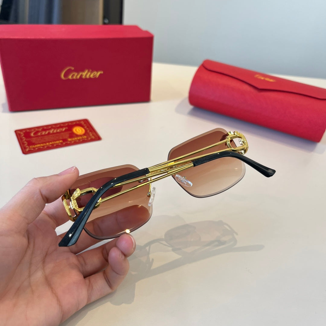Cartier Lightweight Metal Rimless Red Lens Sunglasses for Men & Women - 465804 - detail image 4