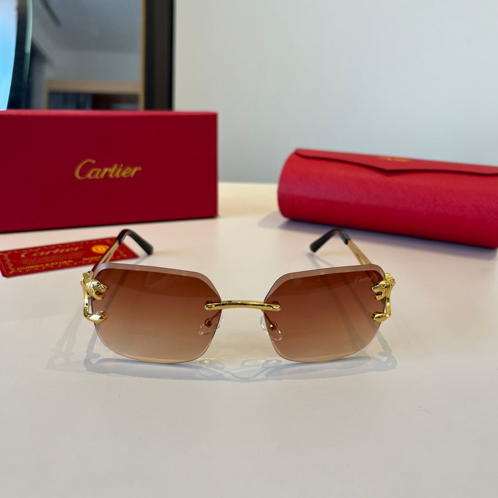 Cartier Lightweight Metal Rimless Red Lens Sunglasses for Men & Women - 465804 - detail image 2