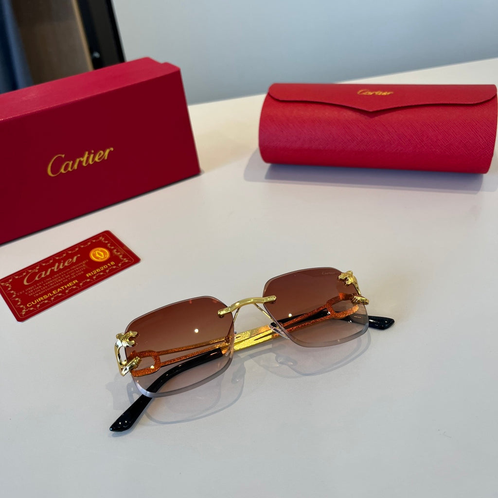 Cartier Lightweight Metal Rimless Red Lens Sunglasses for Men & Women - 465804 - detail image 8