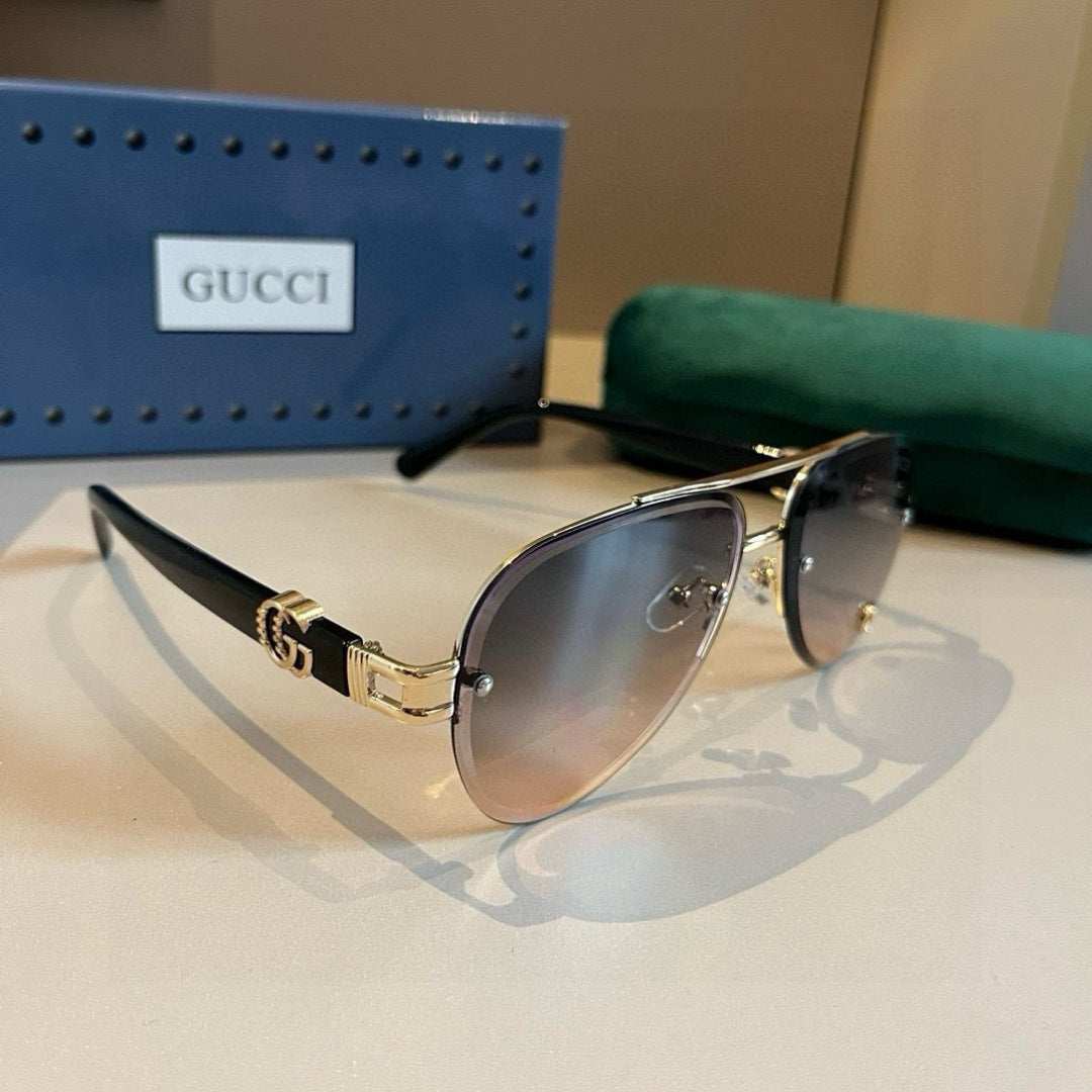 Gucci Metal Aviator Gold Lens Sunglasses for Men & Women - 464974