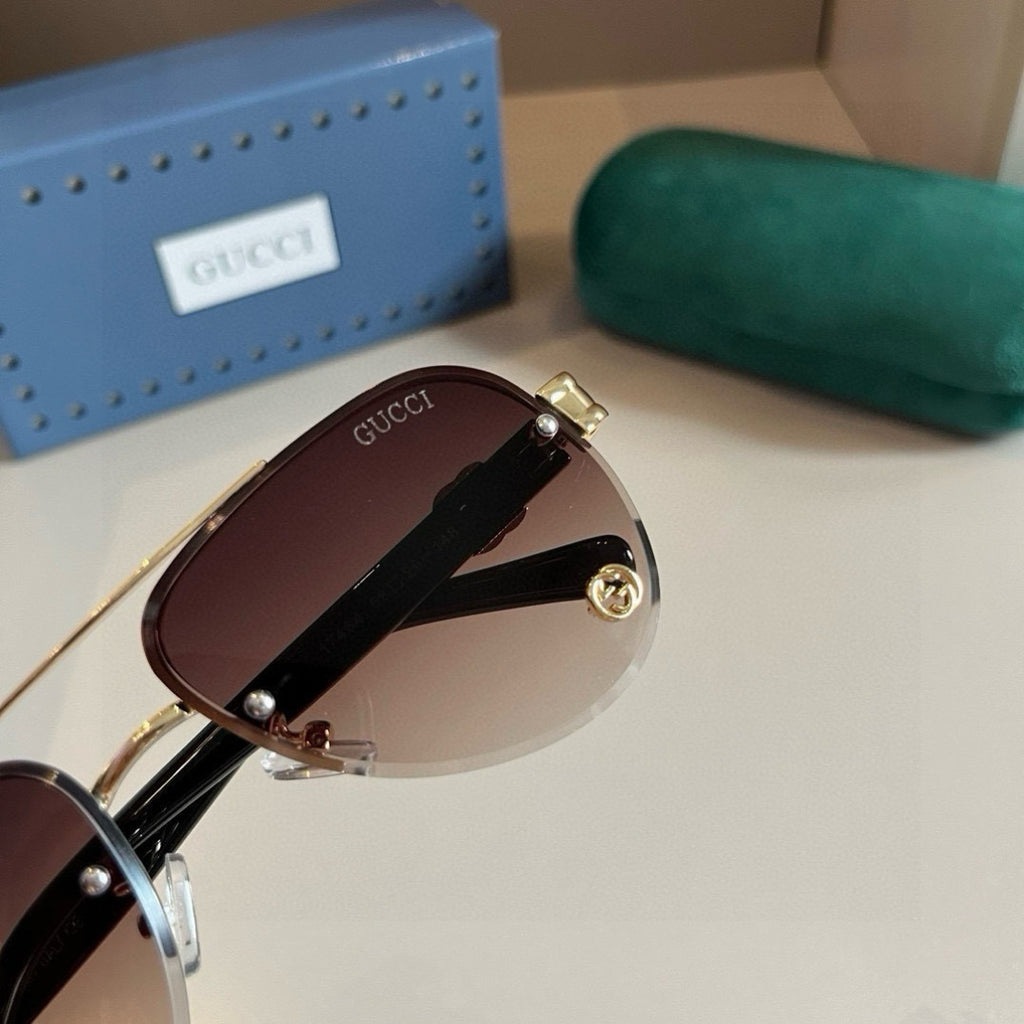 Gucci Metal Aviator Brown Lens Sunglasses for Men & Women - 464975 - detail image 7