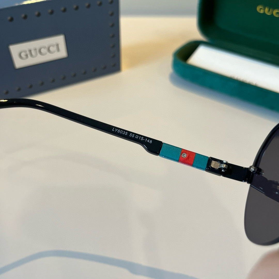 Gucci Metal Aviator Black Lens Sunglasses for Men & Women - detail image 10