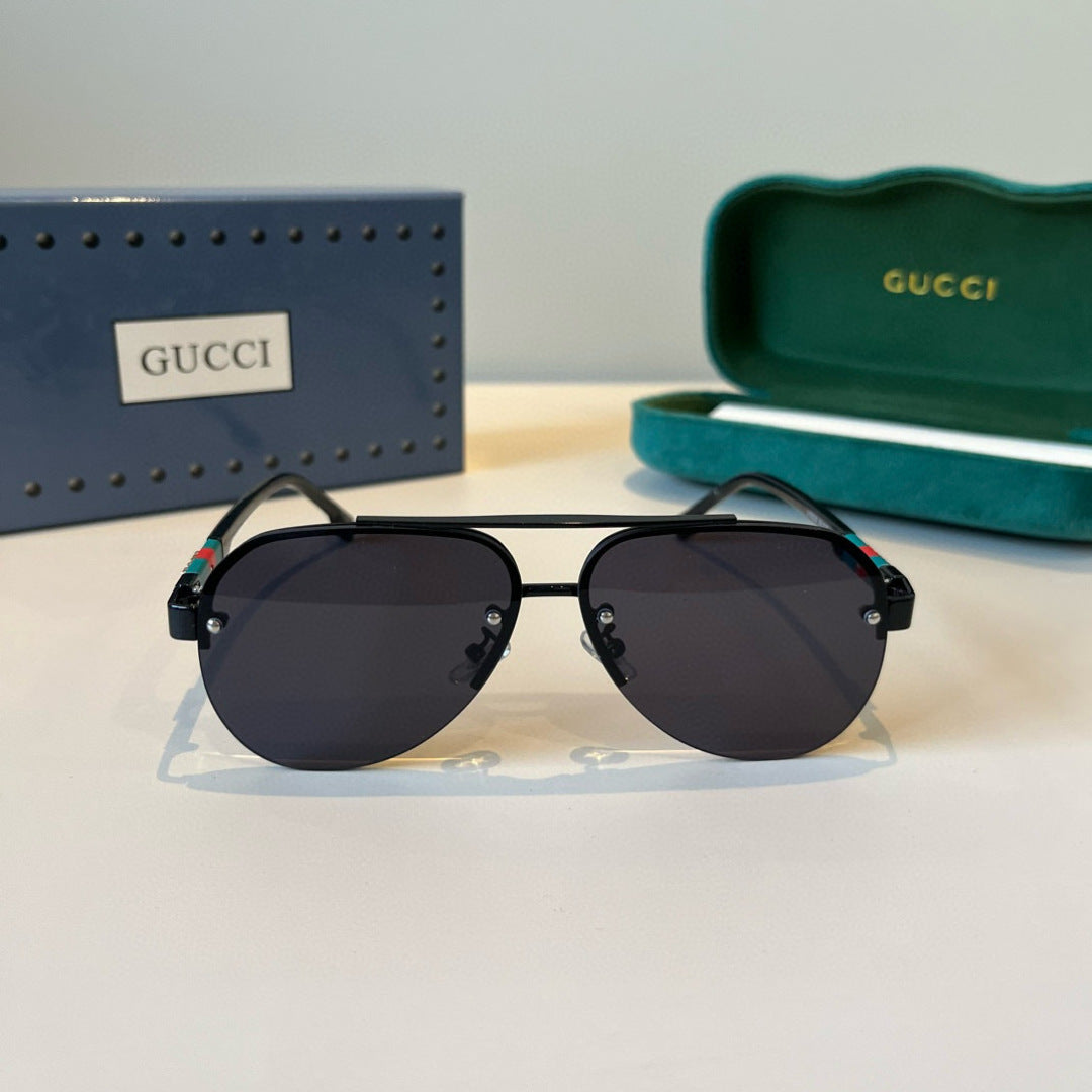 Gucci Metal Aviator Black Lens Sunglasses for Men & Women - detail image 2