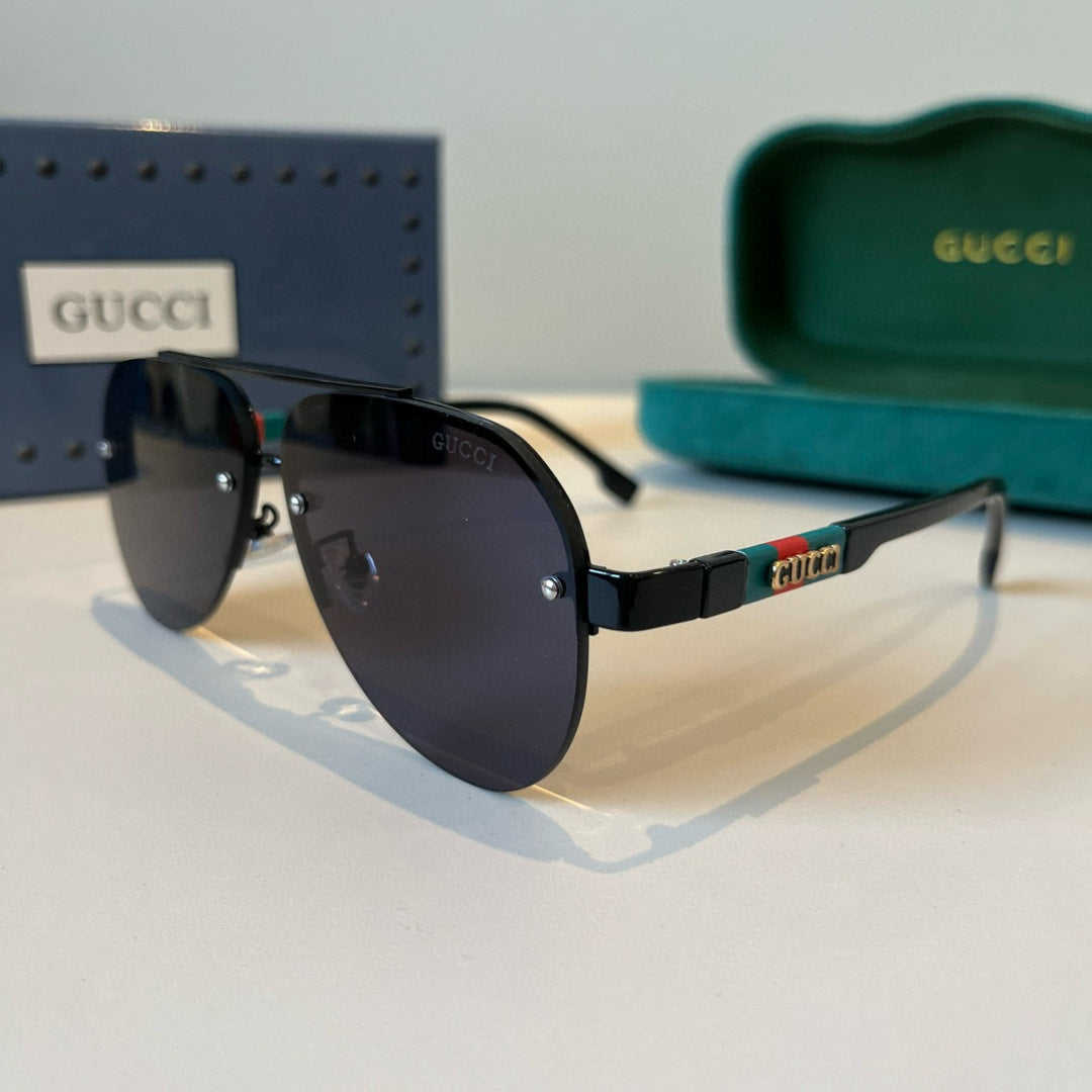 Gucci Metal Aviator Black Lens Sunglasses for Men & Women - detail image 3