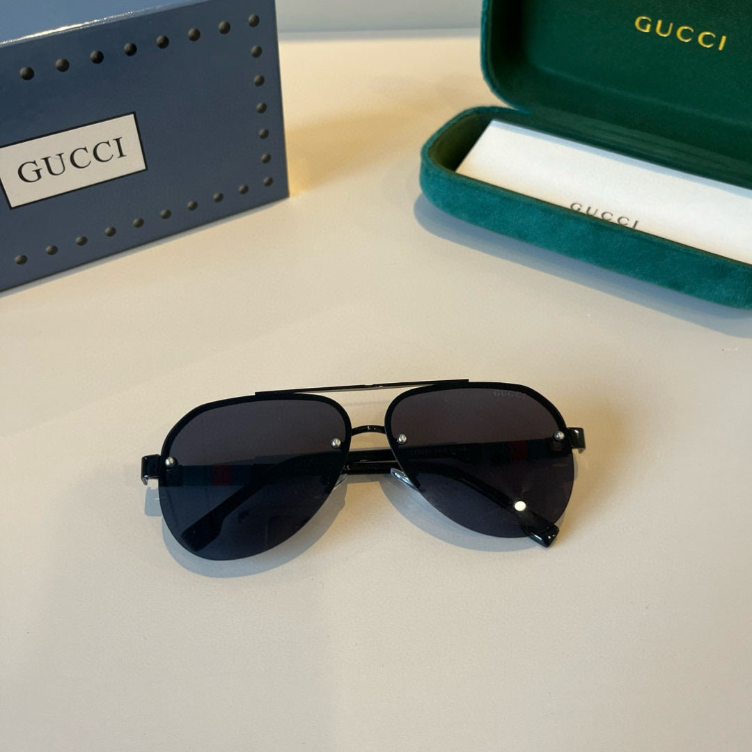 Gucci Metal Aviator Black Lens Sunglasses for Men & Women - detail image 5