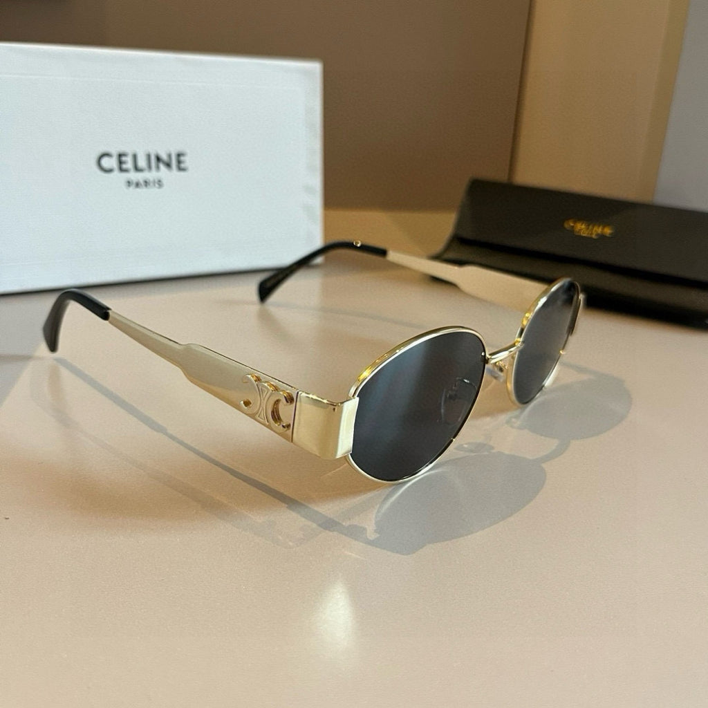 Celine Cat-Eye Gold Lens Sunglasses for Men & Women - 486991