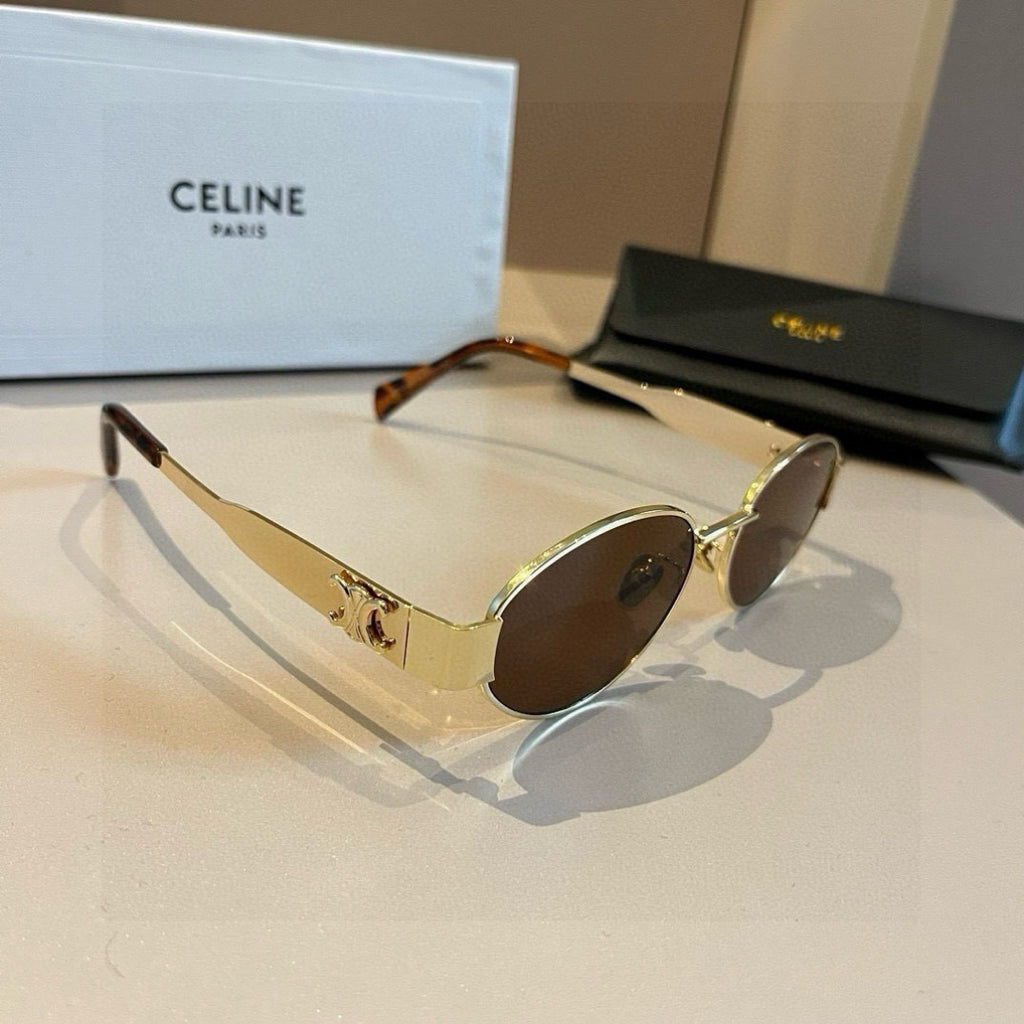 Celine Cat-Eye Gold Lens Sunglasses for Men & Women
