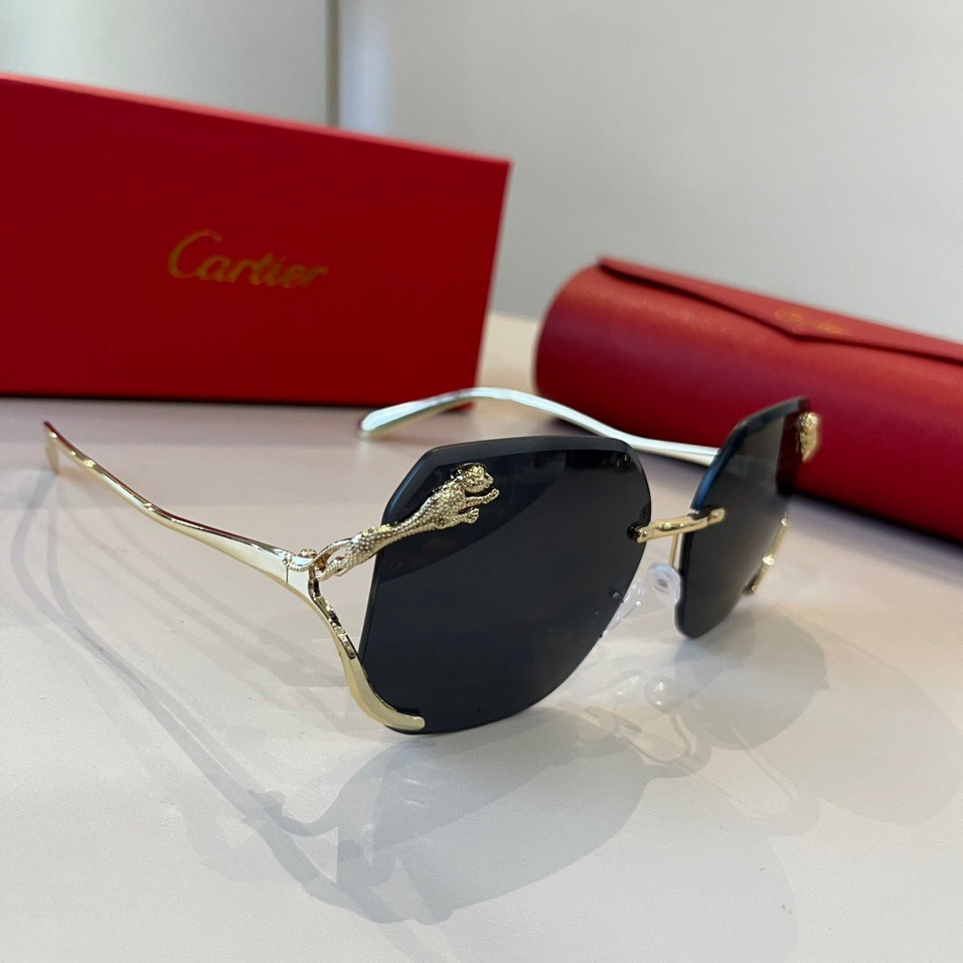 Cartier Lightweight Metal Rimless Silver Lens Sunglasses for Men & Wo - 487300