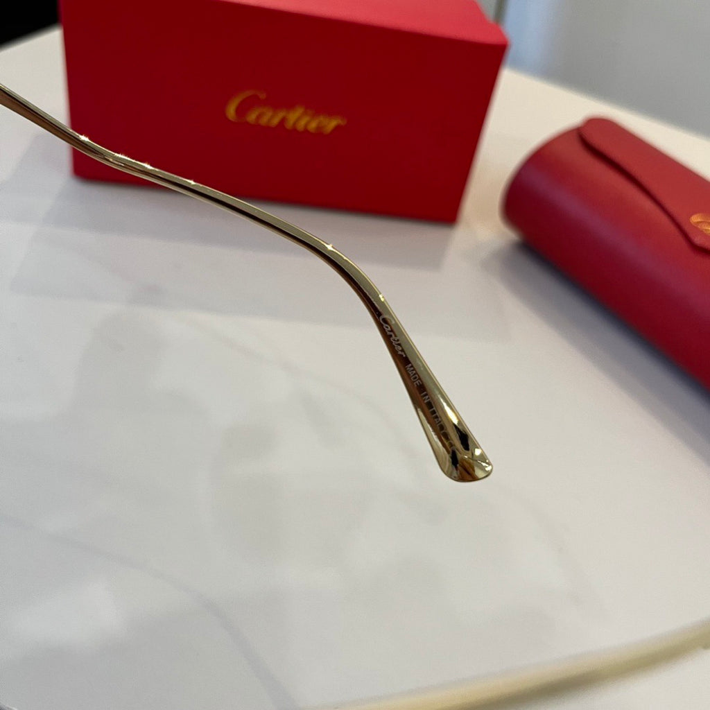 Cartier Lightweight Metal Rimless Brown Lens Sunglasses for Men & Wom - 487301 - detail image 7