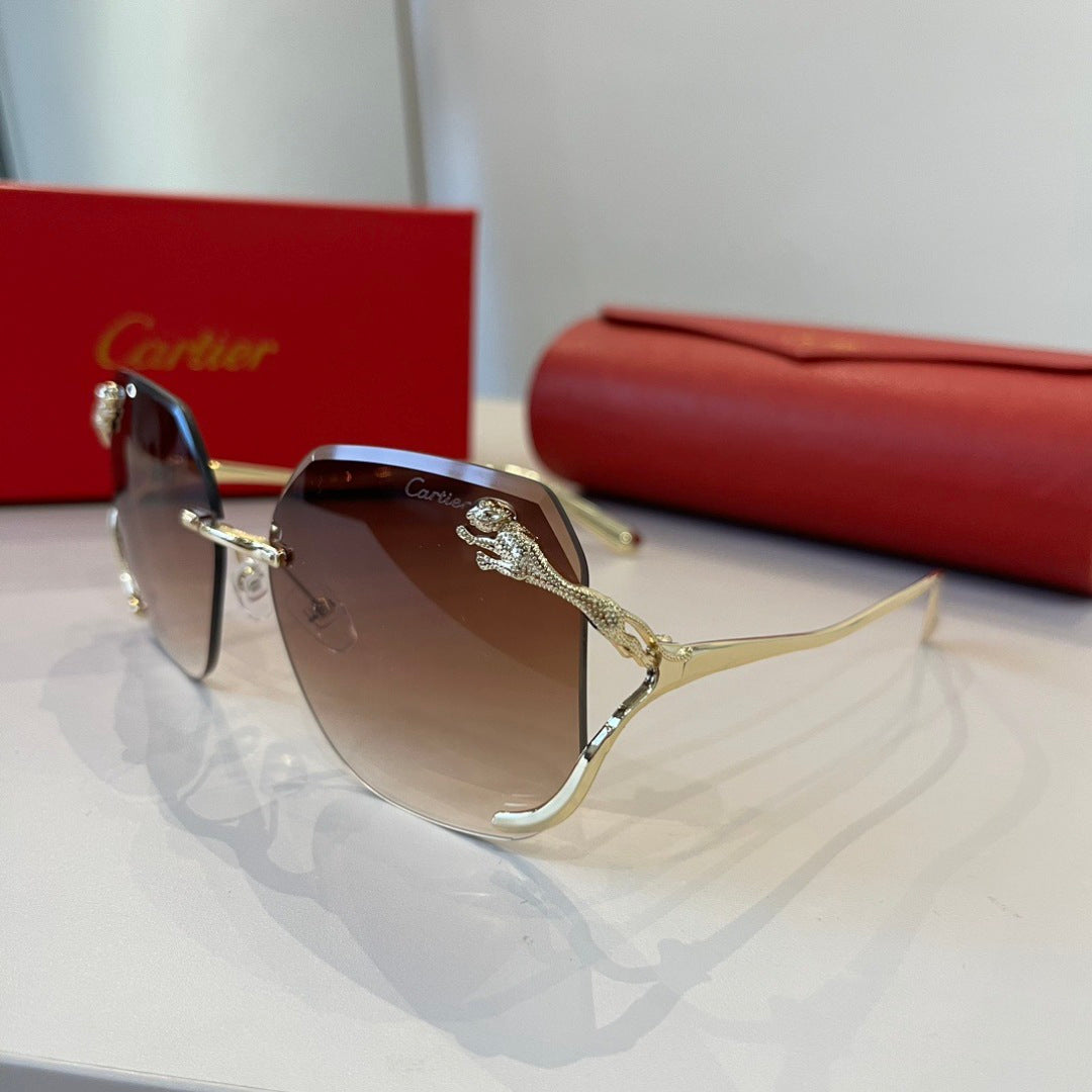 Cartier Lightweight Metal Rimless Brown Lens Sunglasses for Men & Wom - 487301 - detail image 3