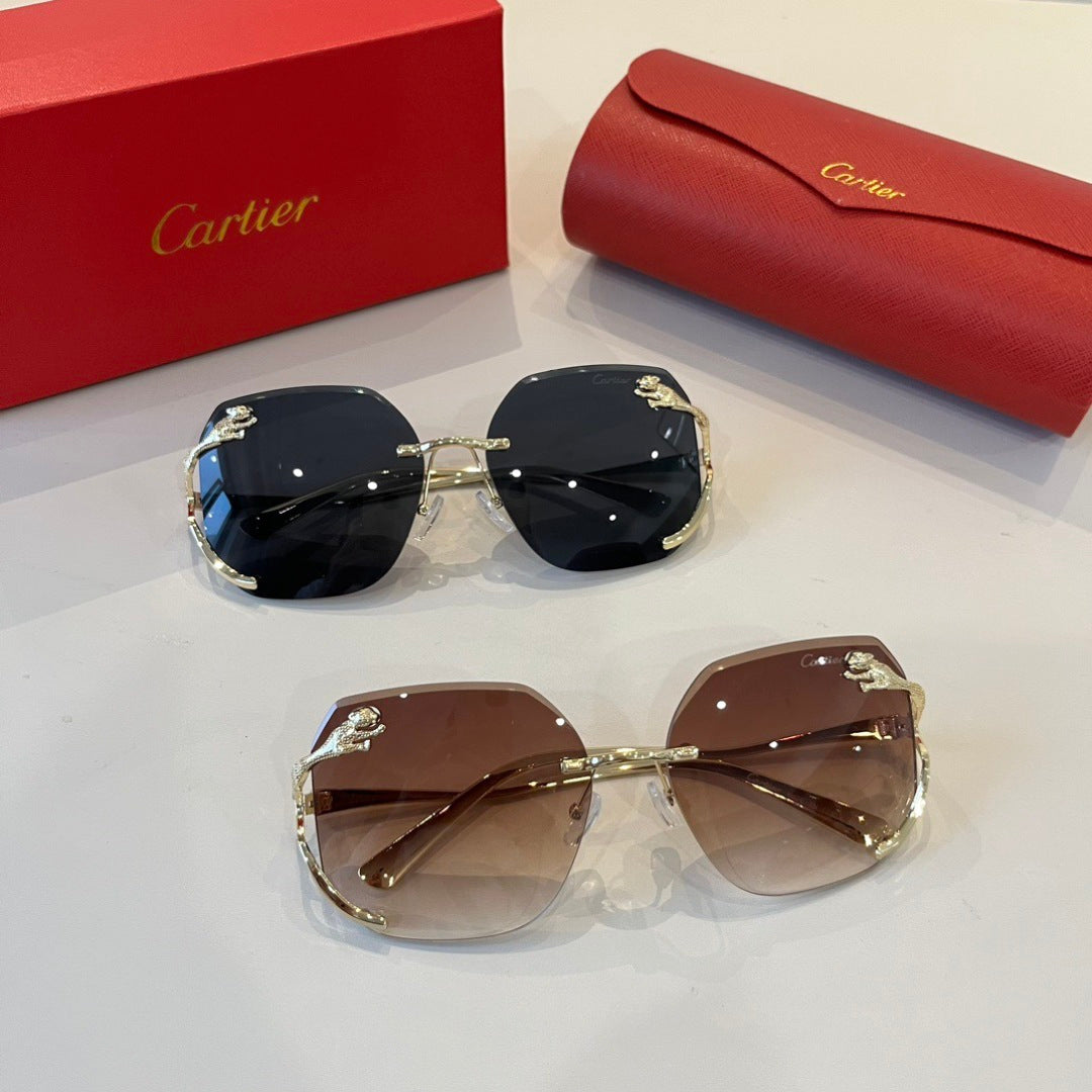 Cartier Lightweight Metal Rimless Brown Lens Sunglasses for Men & Wom - 487301 - detail image 9