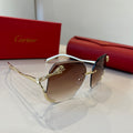 Cartier Lightweight Metal Rimless Brown Lens Sunglasses for Men & Wom - 487301