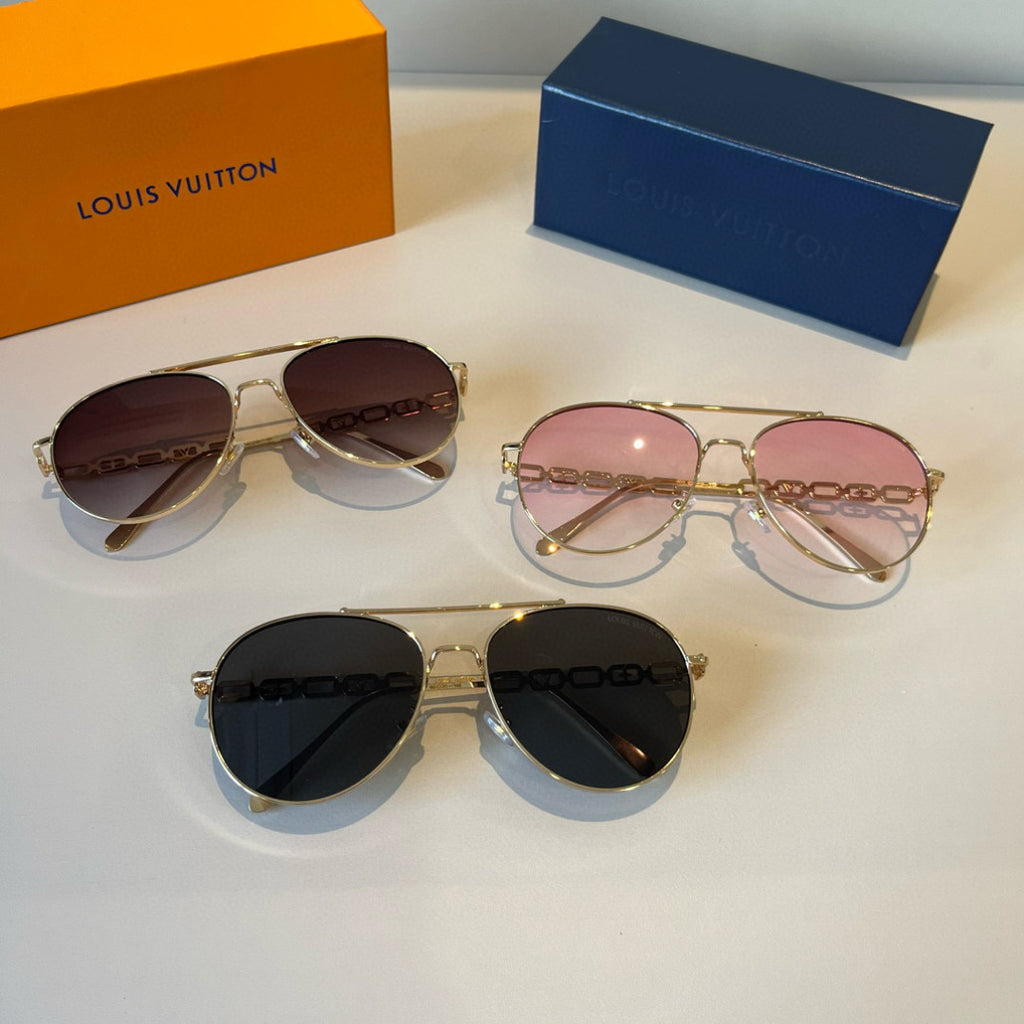 Louis Vuitton Metal Aviator Gold Lens Sunglasses for Men & Women - 464730 - detail image 12