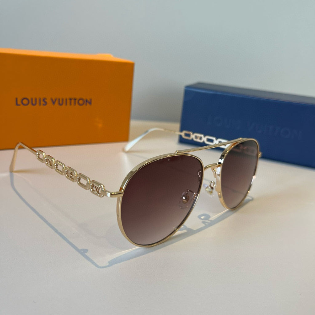 Louis Vuitton Metal Aviator Brown Lens Sunglasses for Men & Women - 464731