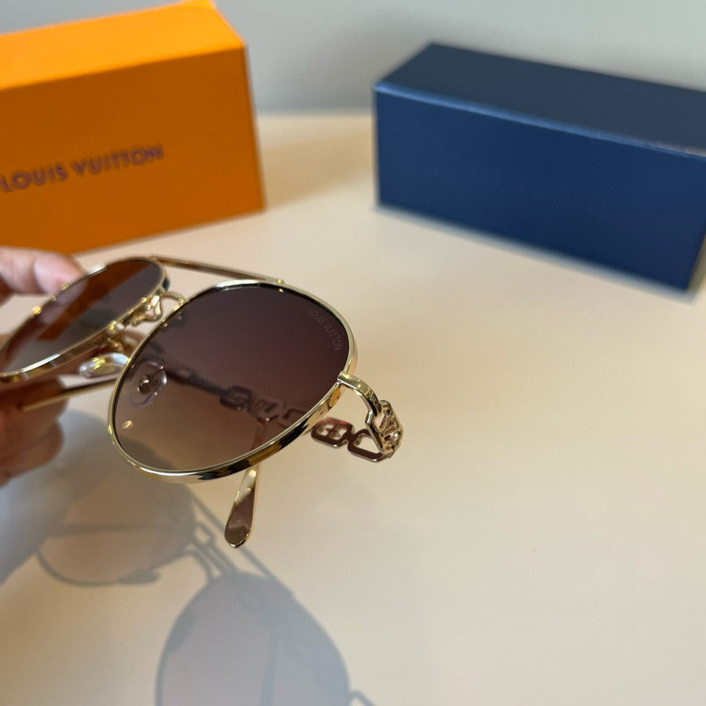 Louis Vuitton Metal Aviator Brown Lens Sunglasses for Men & Women - 464731 - detail image 5