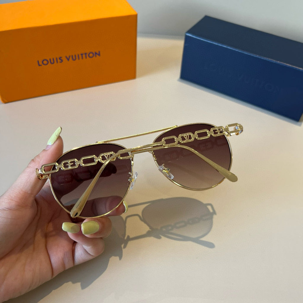 Louis Vuitton Metal Aviator Brown Lens Sunglasses for Men & Women - 464731 - detail image 6