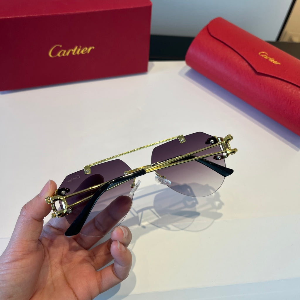Cartier Lightweight Metal Rimless Silver Lens Sunglasses for Men & Wo - 449500 - detail image 5