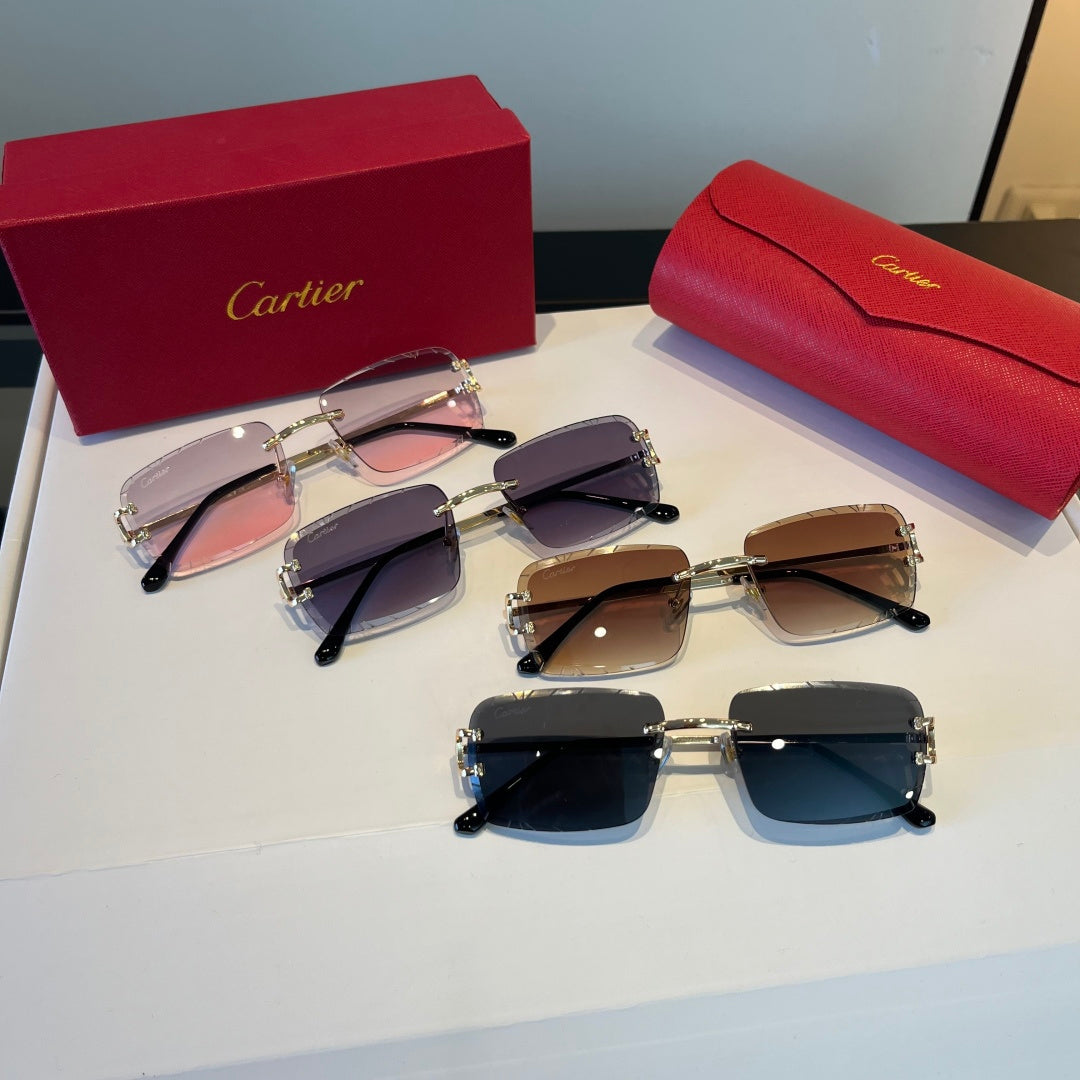 Cartier Lightweight Metal Rimless Brown Lens Sunglasses for Men & Wom - 465799 - detail image 8