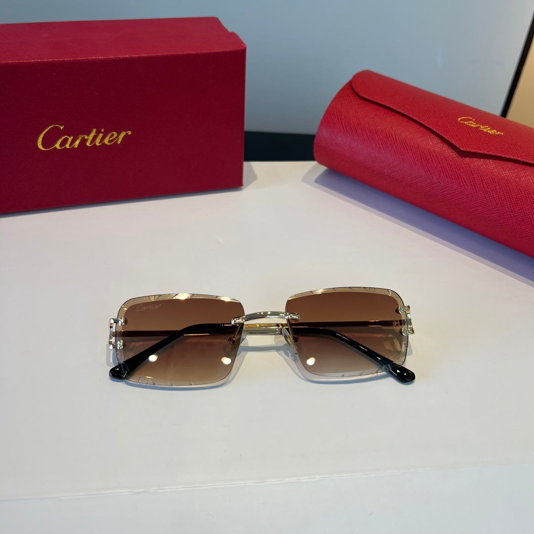 Cartier Lightweight Metal Rimless Brown Lens Sunglasses for Men & Wom - 465799 - detail image 7