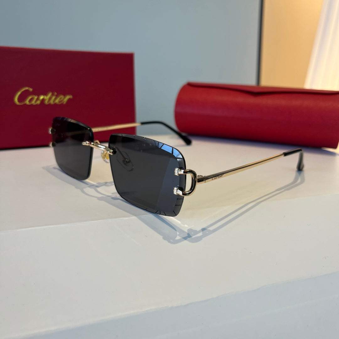 Cartier Lightweight Metal Rimless Black Lens Sunglasses for Men & Wom - 465800 - detail image 2