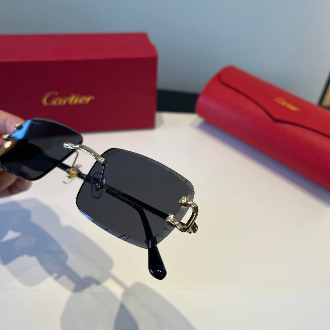 Cartier Lightweight Metal Rimless Black Lens Sunglasses for Men & Wom - 465800 - detail image 5