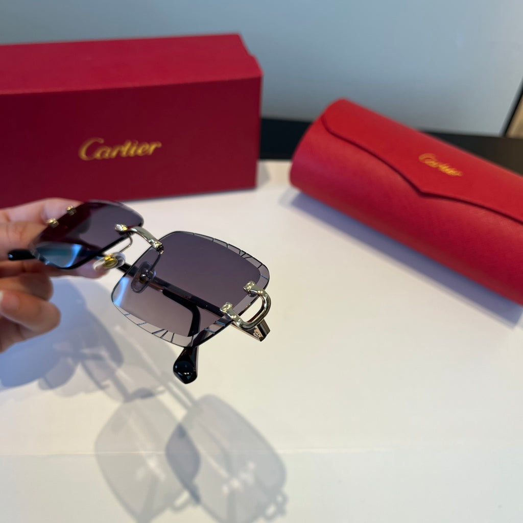 Cartier Lightweight Metal Rimless Silver Lens Sunglasses for Men & Wo - 465801 - detail image 7