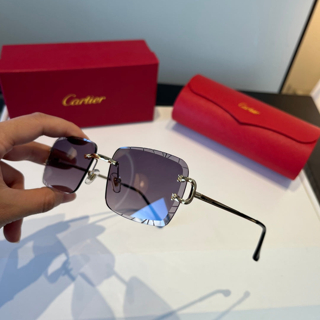 Cartier Lightweight Metal Rimless Silver Lens Sunglasses for Men & Wo - 465801 - detail image 5
