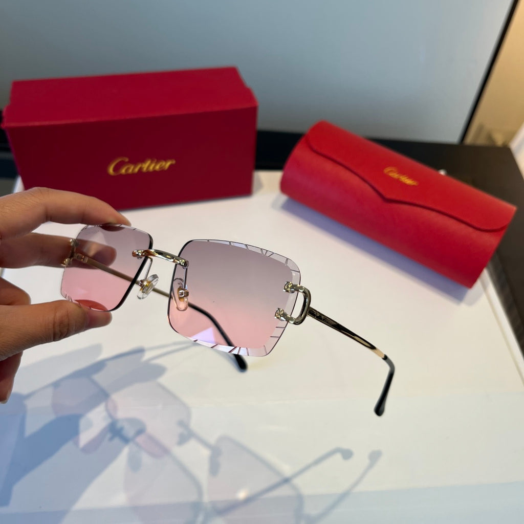 Cartier Lightweight Metal Rimless Silver Lens Sunglasses for Men & Wo - 465802 - detail image 5