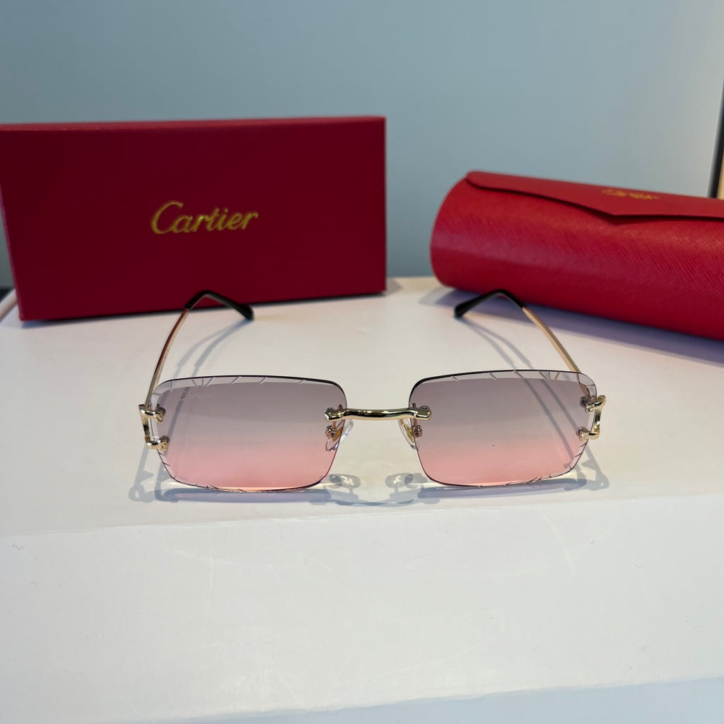 Cartier Lightweight Metal Rimless Silver Lens Sunglasses for Men & Wo - 465802
