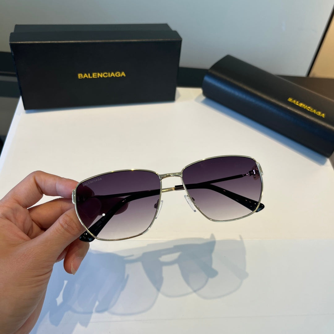 Balenciaga Rectangular Purple Lens Sunglasses for Men & Women - detail image 8
