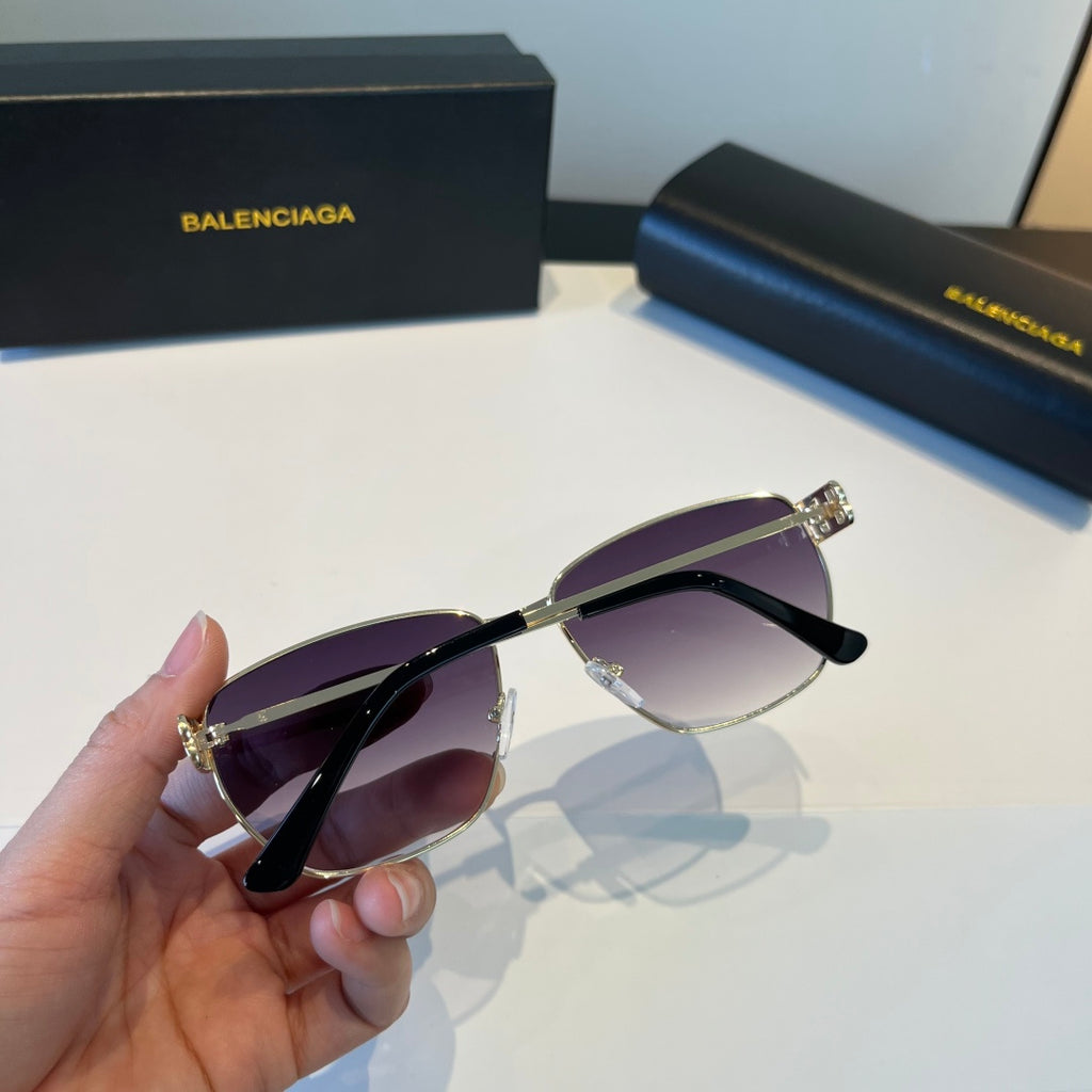 Balenciaga Rectangular Purple Lens Sunglasses for Men & Women - detail image 5