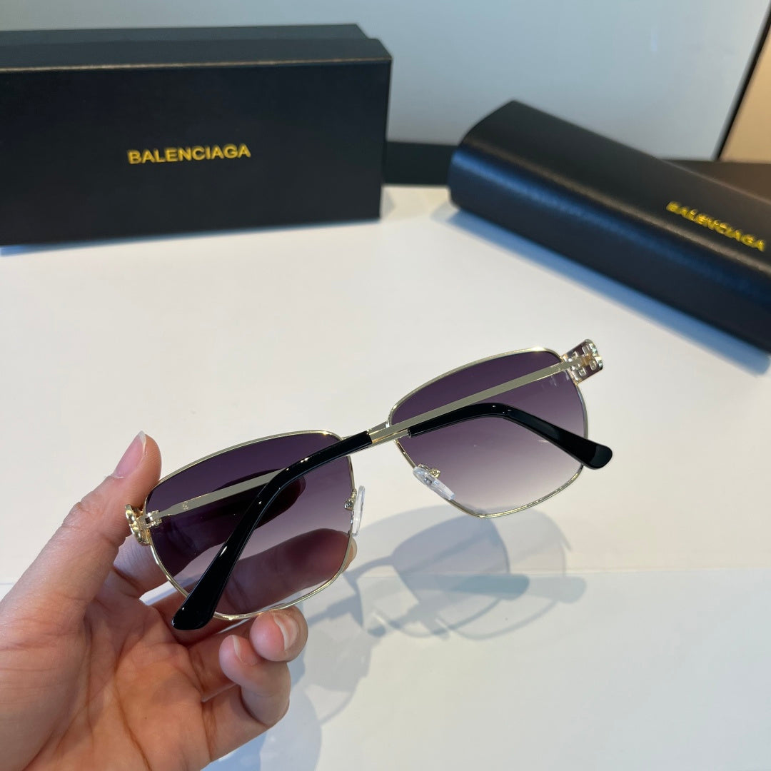 Balenciaga Rectangular Purple Lens Sunglasses for Men & Women - detail image 5