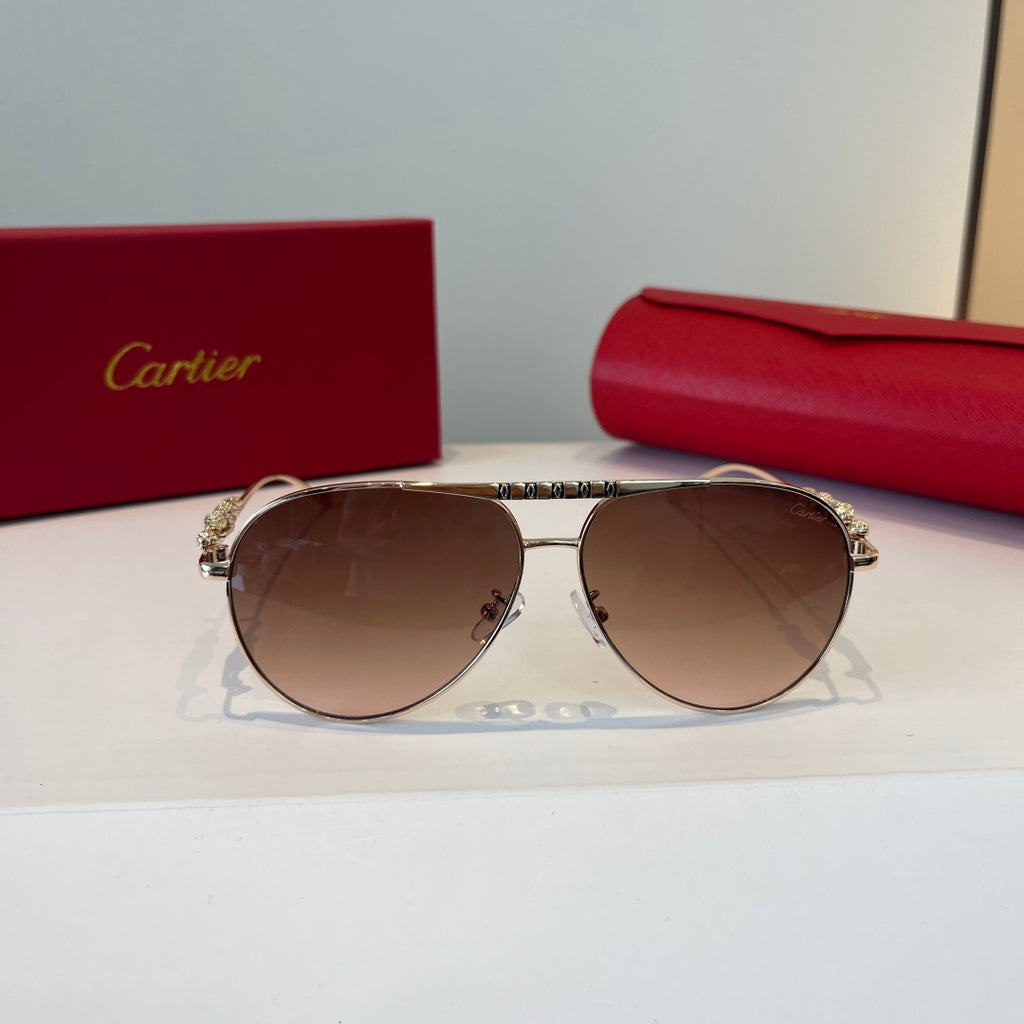 Cartier Lightweight Metal Rimless Brown Lens Sunglasses for Men & Wom - 449503 - detail image 2
