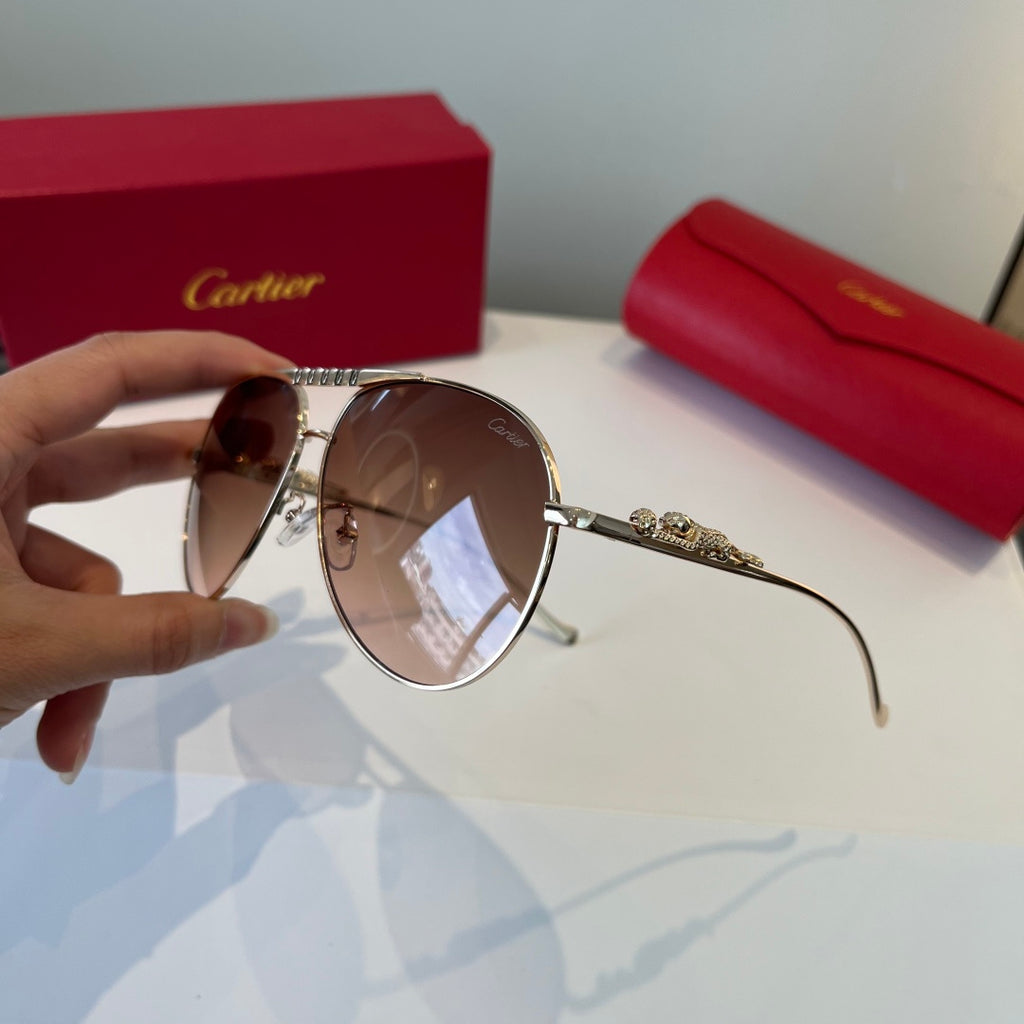 Cartier Lightweight Metal Rimless Brown Lens Sunglasses for Men & Wom - 449503 - detail image 4