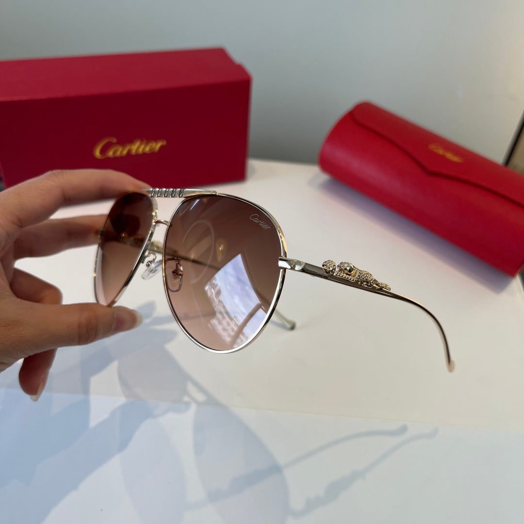Cartier Lightweight Metal Rimless Brown Lens Sunglasses for Men & Wom - 432269 - detail image 4