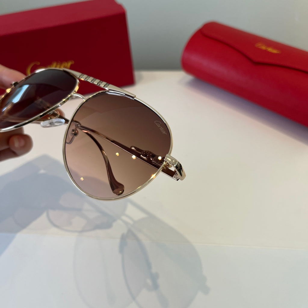 Cartier Lightweight Metal Rimless Brown Lens Sunglasses for Men & Wom - 449503 - detail image 6