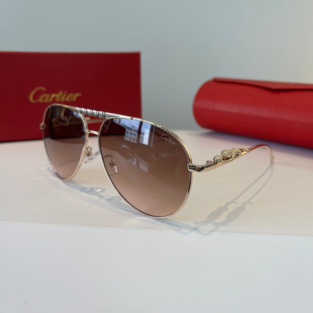 Cartier Lightweight Metal Rimless Brown Lens Sunglasses for Men & Wom - 449503 - detail image 3