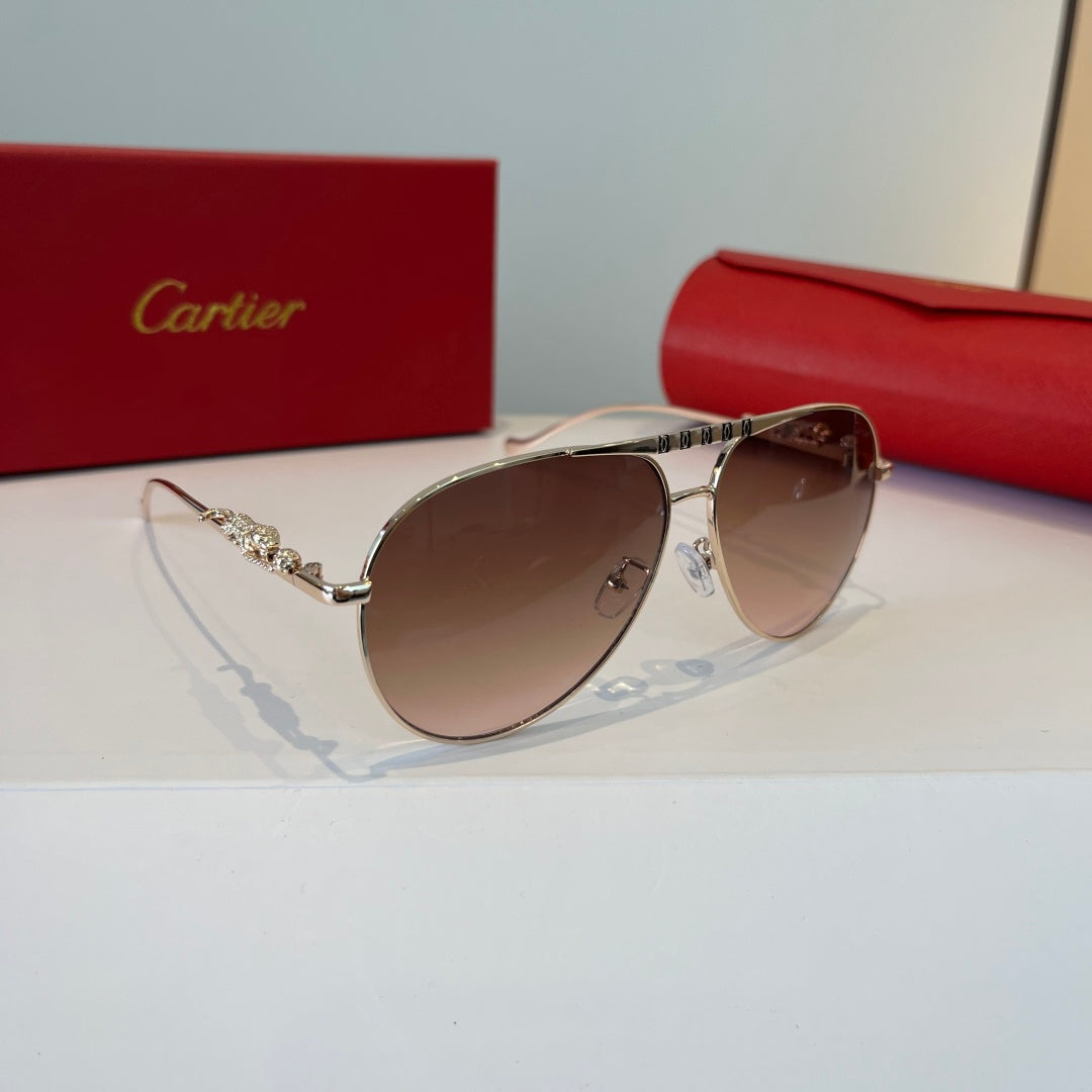 Cartier Lightweight Metal Rimless Brown Lens Sunglasses for Men & Wom - 449503